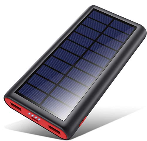 a Prova di Urto con Luce LED per iPhone Galaxy Android ECC 2 Ingressi Solare e Presa RAVPower Caricabatterie Solare 10000mAh Batteria Esterna con iSmart 2.0