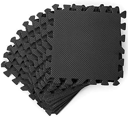 Set di 6 tappetini di protezione a incastro da fitness da ginnastica nero nuovo 